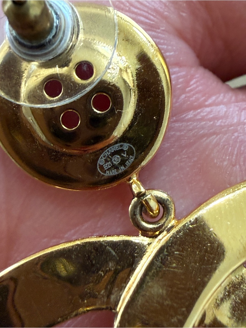 CHANEL Button Gold CC Logo Drop Earrings - Classic Gold Tone - Picture 11 of 15
